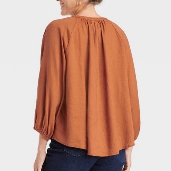 A new day light orange oversized flowy top sz M - Picture 2 of 9
